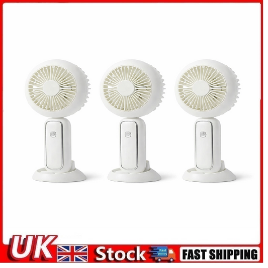 3 Pack LED Rechargeable Handheld Fan Folding Desk Fan w/ Base Travel Cooler