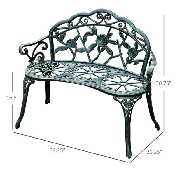 Antique Green Outdoor Garden Bench 、Garden chair 39.5" L x 21.25" W x 30.75" H