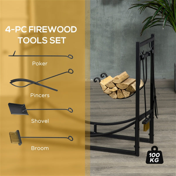 Black Firewood Rack 33" L x 13" W x 30" H