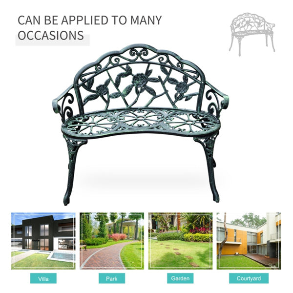 Antique Green Outdoor Garden Bench 、Garden chair 39.5" L x 21.25" W x 30.75" H