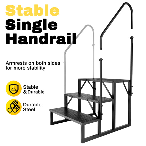 RV Step Stool, 3 Step Ladder, Hot Tub Steps with Handrail, Portable Pool Ladder, 660Lbs Heavy Duty Ladder Shelf Outdoor Mobile Home Stairs for Camper/Porch/SPA Pool/Pet Stairs
