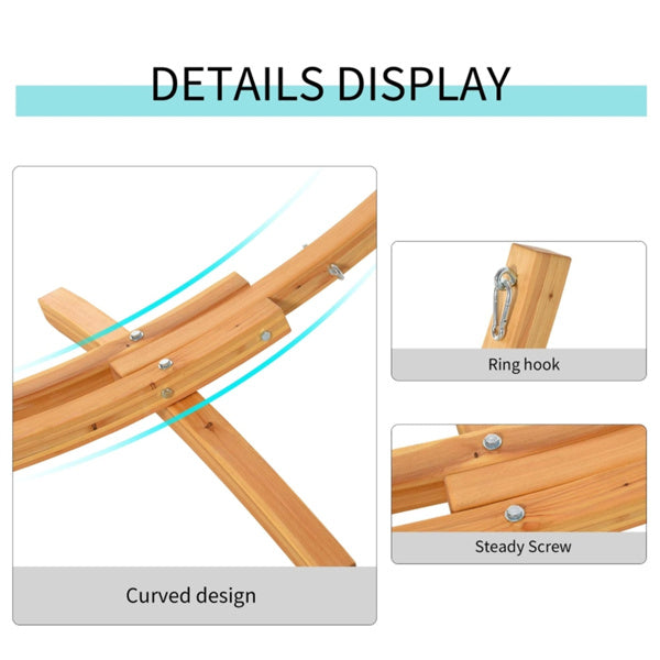 Nature Wood Color Hammock Stand 128"L x 47.25"W x 46.5"H