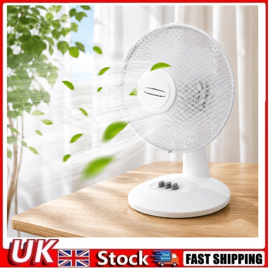 9" Desk Fan 2 Speed Electric Table Fan Adjustable Tilt Head Quiet White