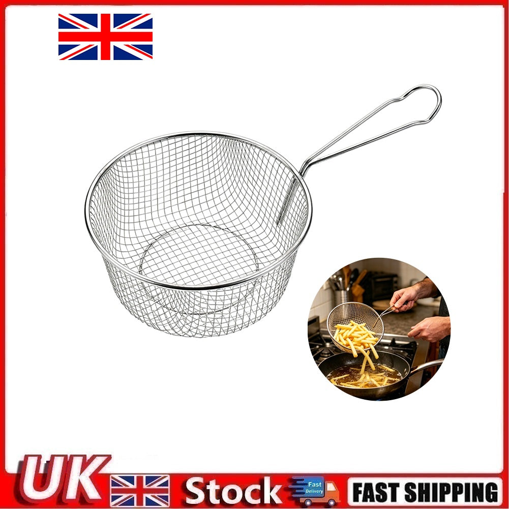9 Inch Stainless Steel Fry Basket w/ Handle Deep Fryer Fries Chicken Shrimp