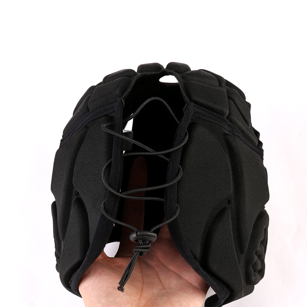 Rugby Helmet Headguard Soft Helmet Headgear for Soccer Scrum Cap Head Protector - Black
