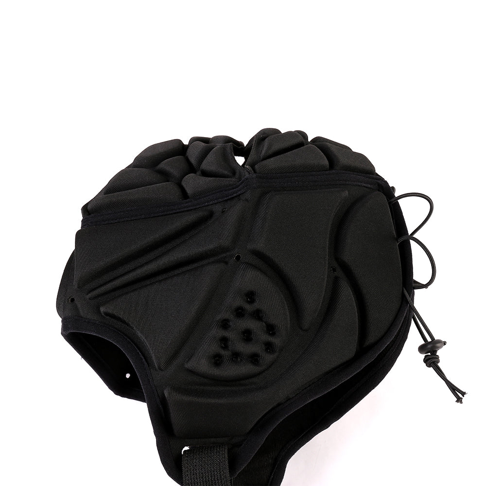 Rugby Helmet Headguard Soft Helmet Headgear for Soccer Scrum Cap Head Protector - Black