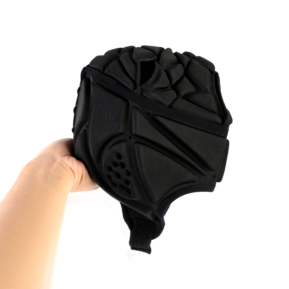 Rugby Helmet Headguard Soft Helmet Headgear for Soccer Scrum Cap Head Protector - Black