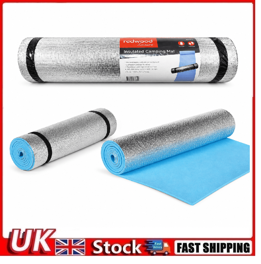 Camping Sleeping Mat Roll Up Foam Foil Waterproof Insulated Mattress 180x50cm