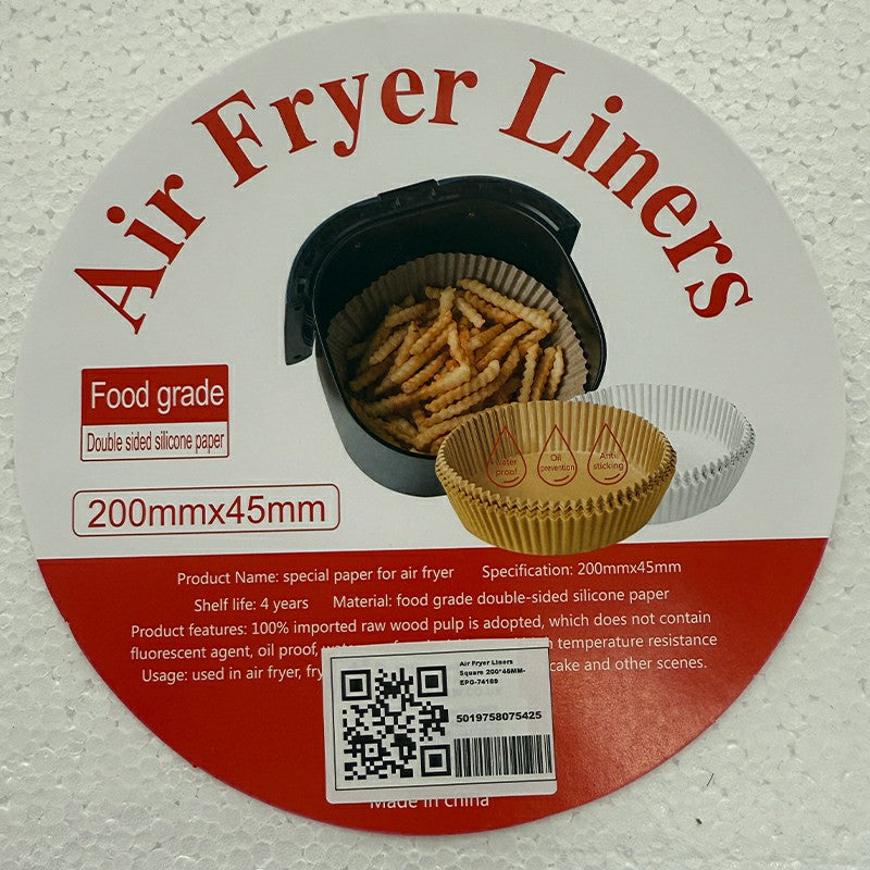 50pcs Kitchen Baking Brown Air Fryer Paper Liners - Round 200 mm