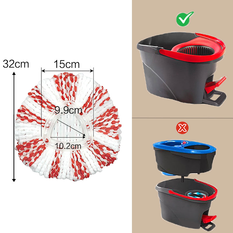 3 PCS Spin Replacement Mop Head Microfibre Mop Compatible with Vileda O-Cedar Easywring 1 Tank System - purple blue white red