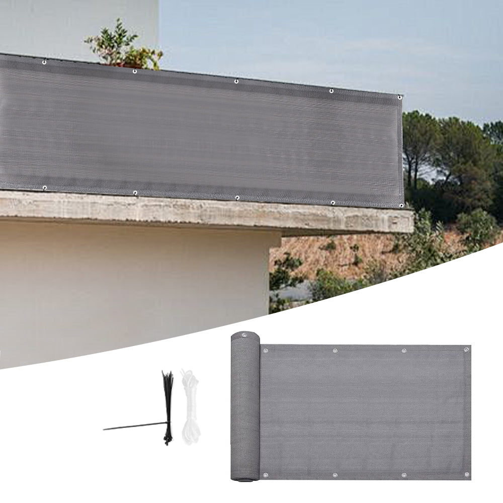 4.8m Garden Balcony Fence Cover Cloth Privacy Screen Fabric Shade Tarp Netting Mesh Cloth - Grey