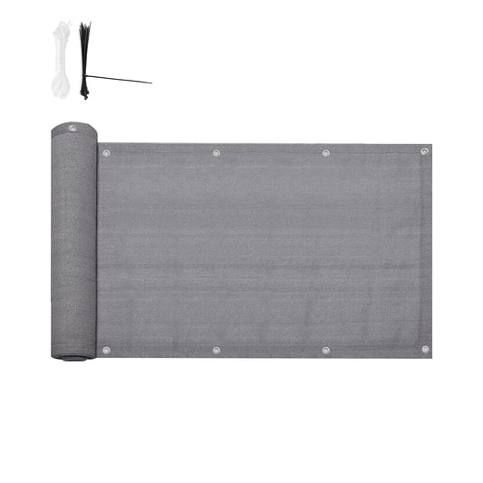 4.8m Garden Balcony Fence Cover Cloth Privacy Screen Fabric Shade Tarp Netting Mesh Cloth - Grey
