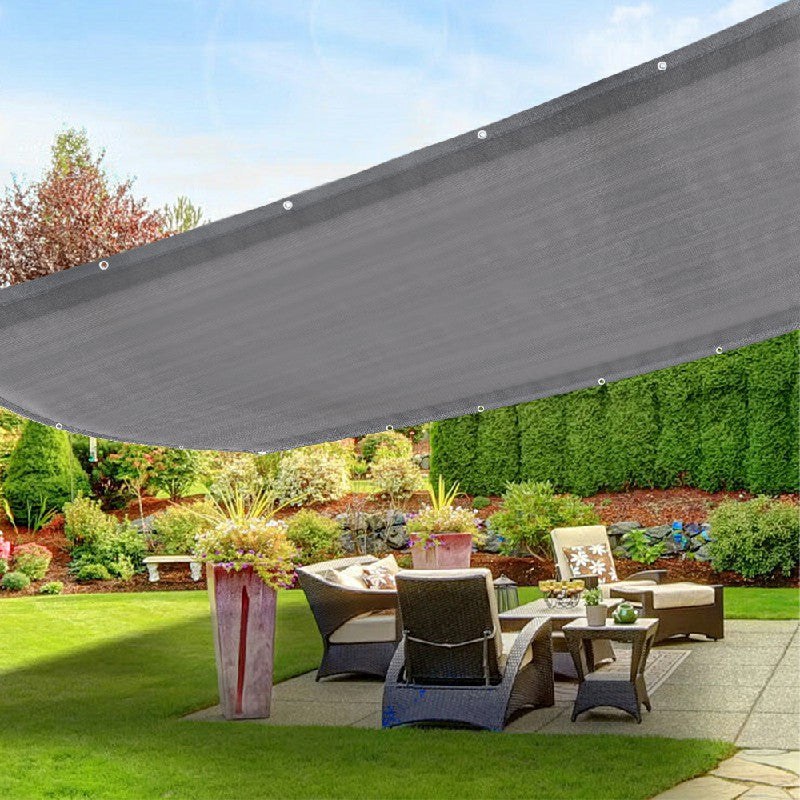 4.8m Garden Balcony Fence Cover Cloth Privacy Screen Fabric Shade Tarp Netting Mesh Cloth - Grey