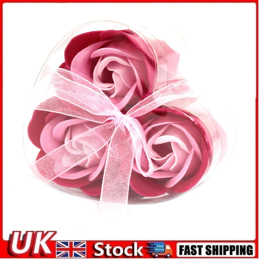 Set of 3 Soap Flower Heart Box - Pink Roses - Per case: 1.000 Piece