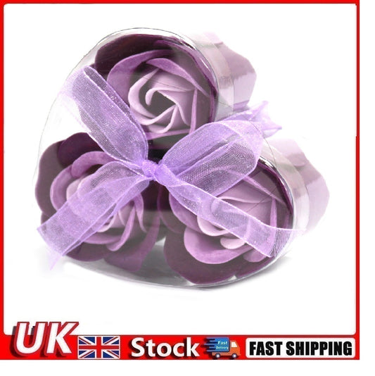 Set of 3 Soap Flower Heart Box - Lavender Roses - Per case: 1.000 Piece