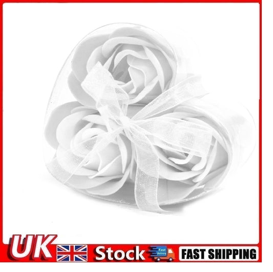 Set of 3 Soap Flower Heart Box - White - Per case: 1.000 Piece