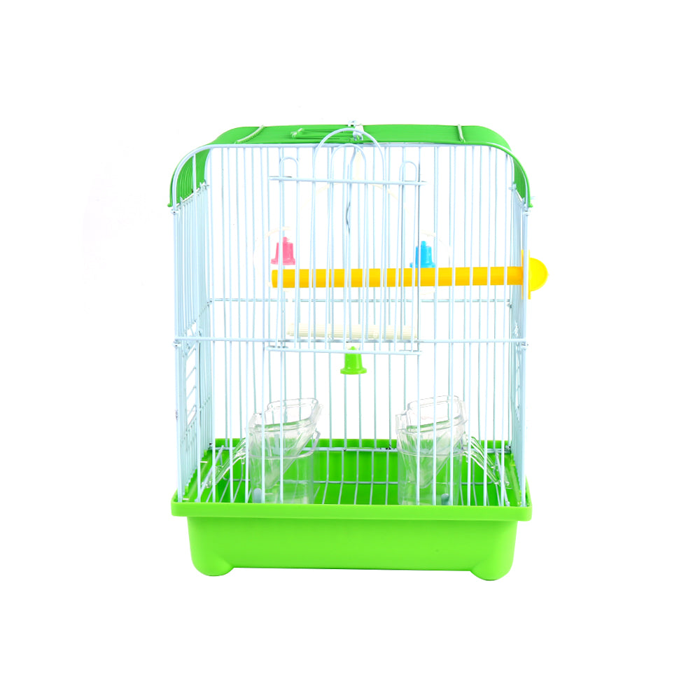 Small Bird Cages 22cm x 27cm x 16cm for Canaries, Budgies, Finches, Metal, Accessories - Green