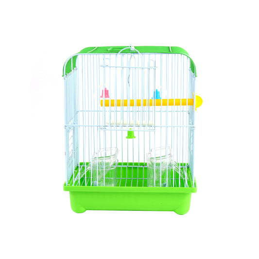 Small Bird Cages 22cm x 27cm x 16cm for Canaries, Budgies, Finches, Metal, Accessories - Green