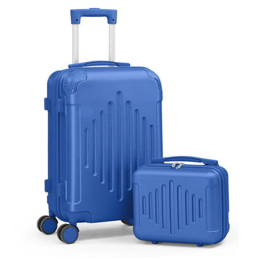 2-Piece ABS Luggage Set with Diamond Pattern & Non-TSA Locks (12in+20in) – Navy Blue 55×35×25cm (21.7×13.8×9.8in)
