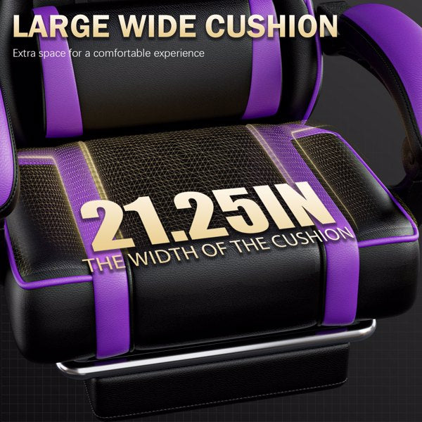 Purple Gaming Chair, Computer Chair with Footrest and Lumbar Support, Ergonomic Video Game Chair with Headrest, Height Adjustable Gamer Chair Office Desk Chair