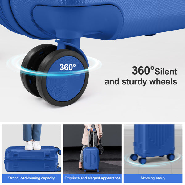 Premium ABS Luggage Suitcase with Non-TSA Lock – 24in Deep Blue 65.00*35.00*27.00cm (25.6*13.8*10.6in)
