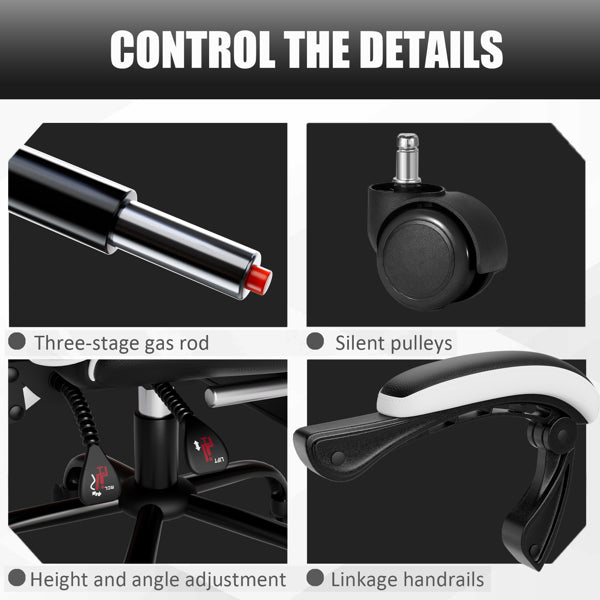 Black Video Game Chair for Adults, Computer Chair Gaming Chairs for Kids, Adjustable Lumbar Pillow Headrest Office Desk Chair Gamer Chair with Footrest