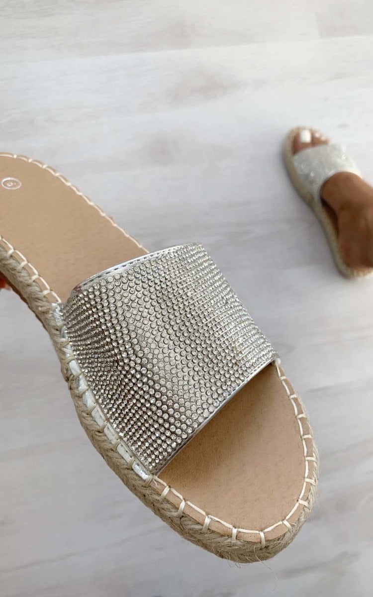 Diamante Slip On Sandals